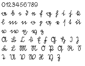 Das deutsche Alphabet in Sütterlinschrift.